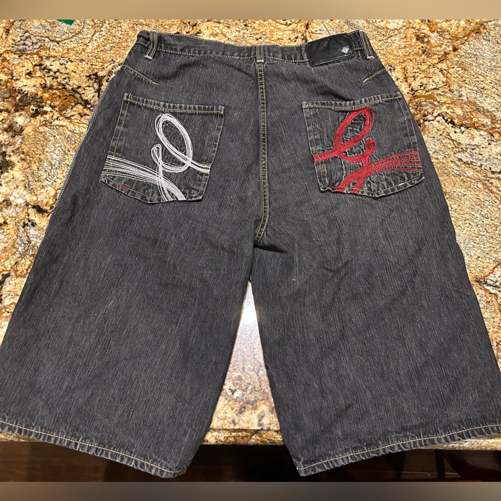 G unit embroidered jorts